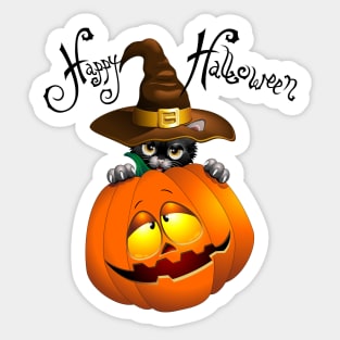 Halloween - Cat and Pumpkin Sticker